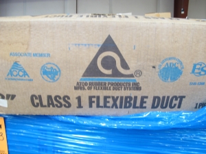 LOT TO INCLUDE: (15) 8" CLASS 1 FLEXIBLE DUCTS, (10) 10" CLASS 1 FLEXIBLE DUCTS, (180) HART & COOLEY CBPS PART# 050818. LOADING & HANDLING FEE $15-4123